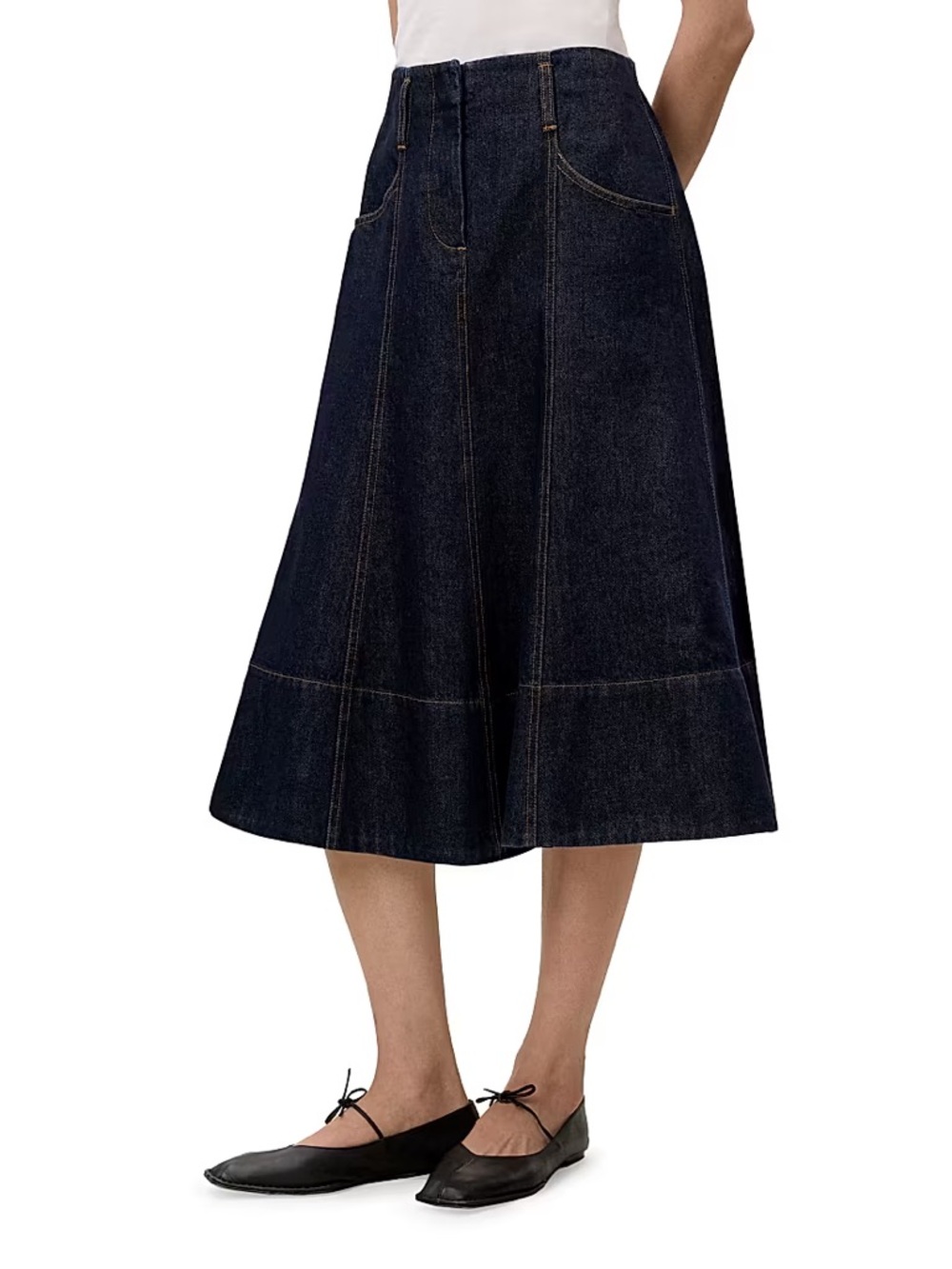 Rebecca Taylor Gabrielle Denim Midi-Skirt sz 8